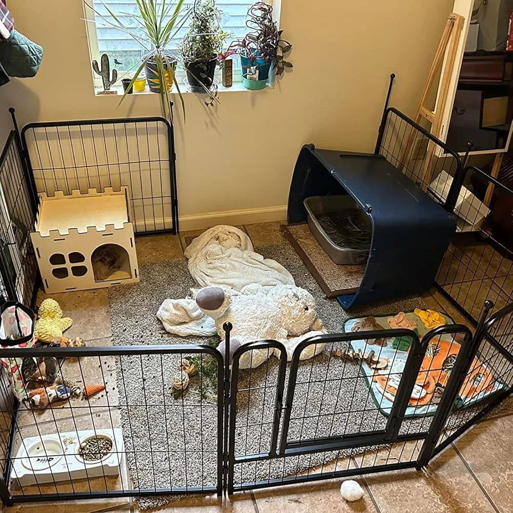 Foldable Outdoor Metal Dog Fence With Door Playpen