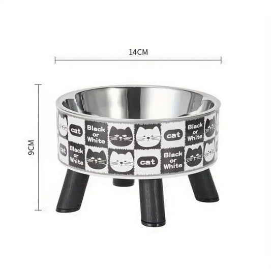 Elevated Stainless Steel Cat Bowl with Neck Protection and Anti Slip Feeding Tray