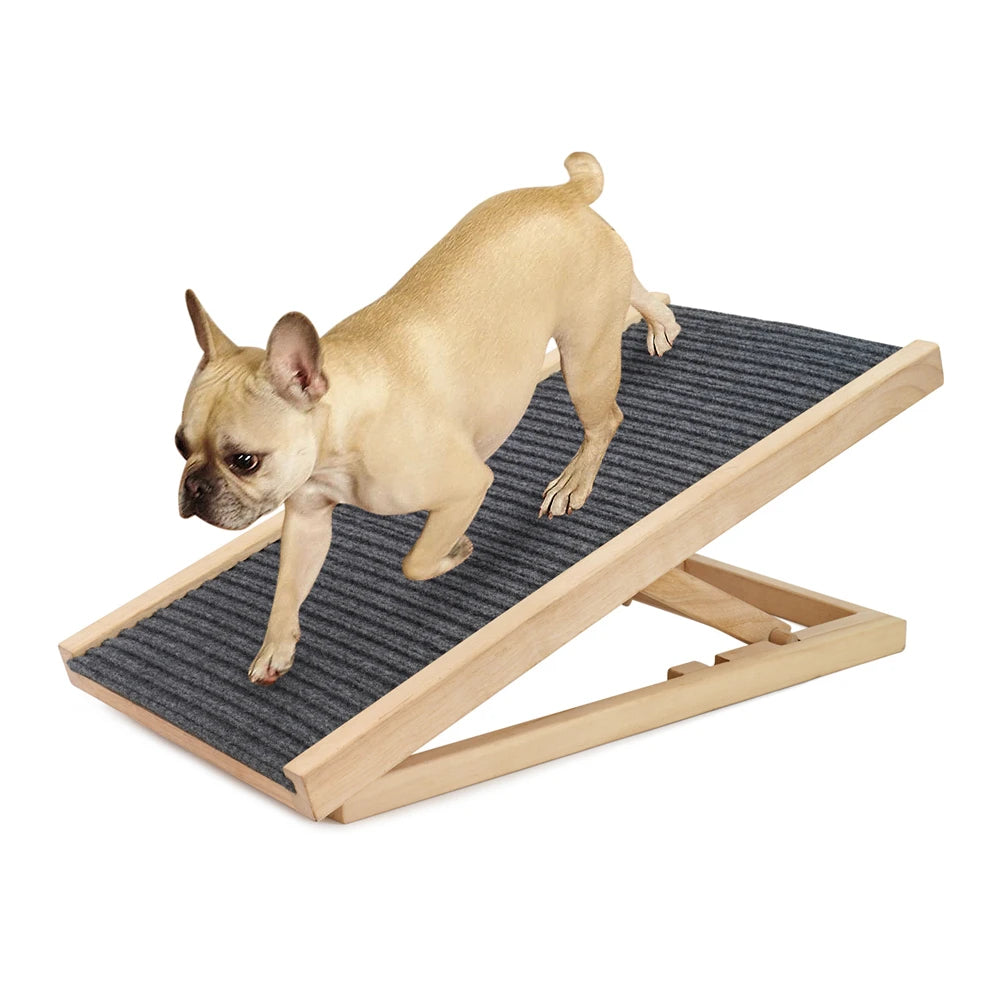 Pet Dog Ramp Ladder Natural Pine Wooden 