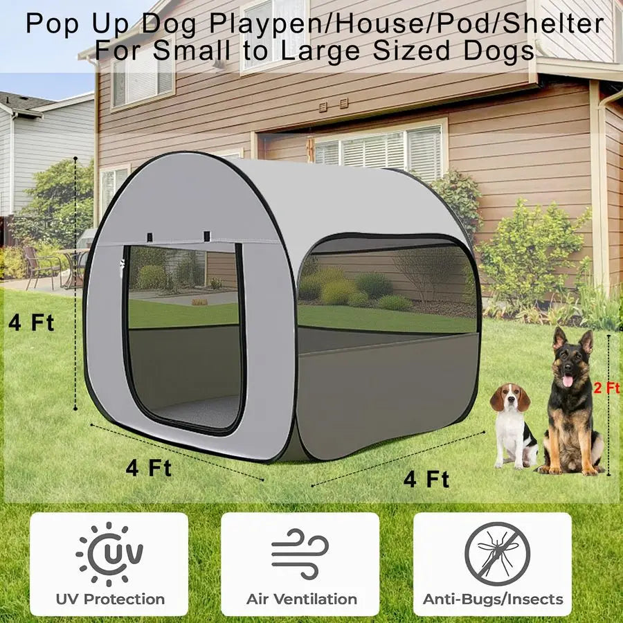 PopUp Dog Kennel Enclosure Large Large Portable Outdoor Pet Crate with Carry Bag, Waterproof Travel Carrier for Camping Home, Gr