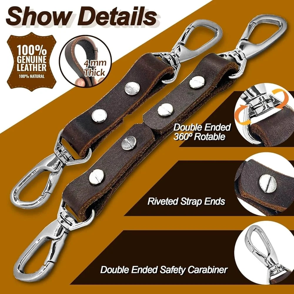 Durable Dog Collar Safety Strap Harness Clip Escape Proof Handmade Leather Connector for All Breeds