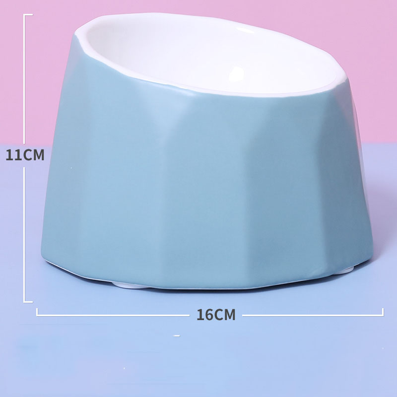 Planet Print Ceramic Cat Food Bowl With Slanted Design