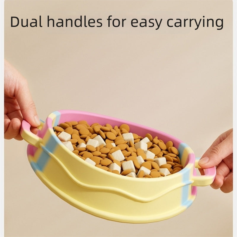 Silicone Slow Feeder Dog Bowl With Dual Handles Maze Design