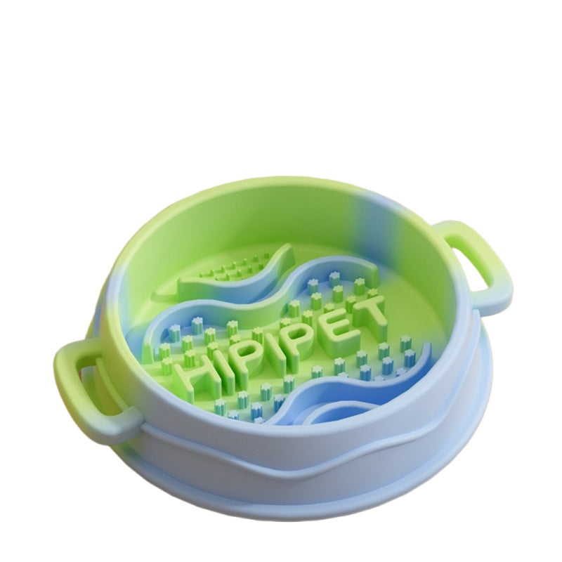 Silicone Slow Feeder Dog Bowl With Dual Handles Maze Design