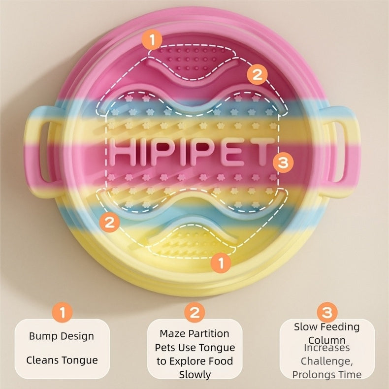 Silicone Slow Feeder Dog Bowl With Dual Handles Maze Design
