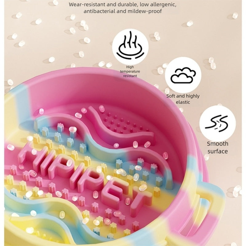 Silicone Slow Feeder Dog Bowl With Dual Handles Maze Design