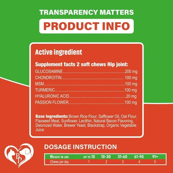 Dog Hip And Joint Supplement Soft Chews For Arthritis Relief
