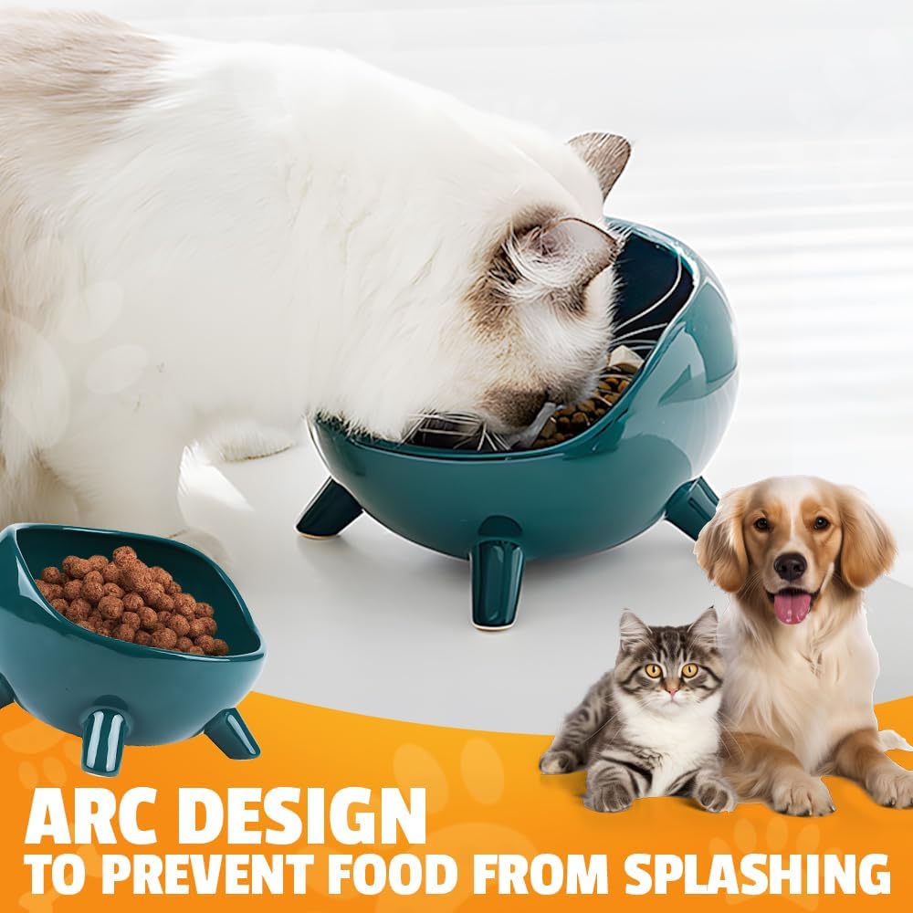Sturdy Round Arc Ceramic Cat And Small Dog Food Bowl