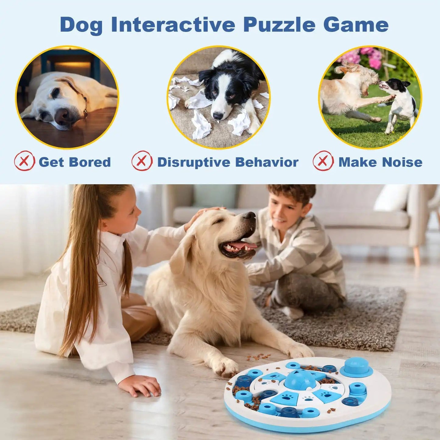 Interactive Dog Puzzle Toy With Bells And Hidden Food Locations